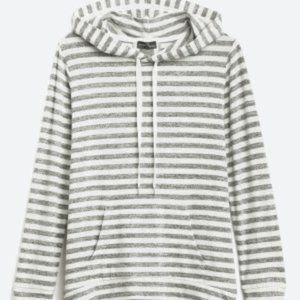 Market & Spruce Hooded Knit Top Grey and White Size XL